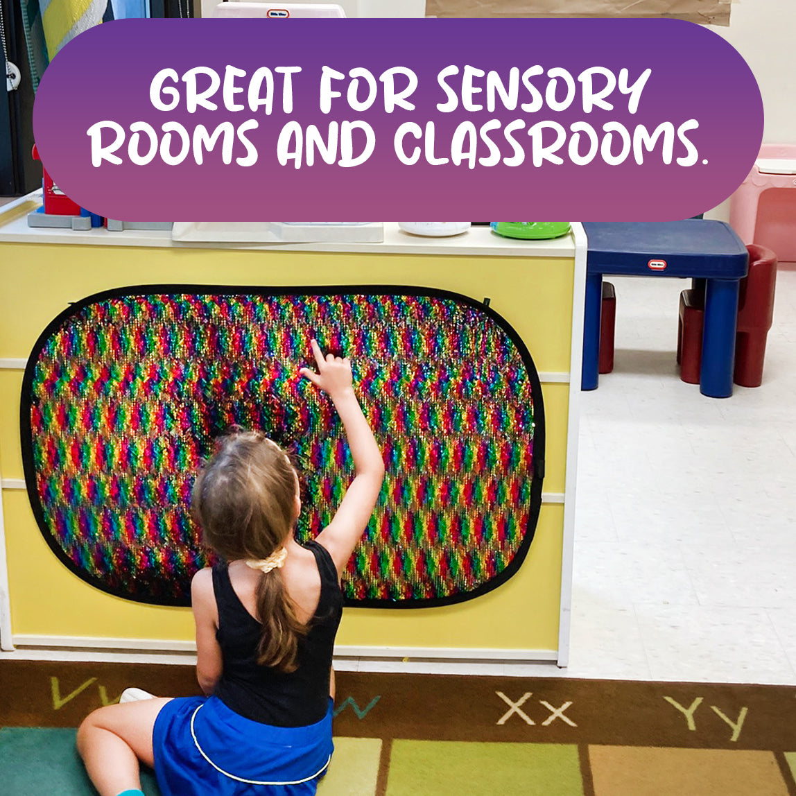 Reversible Sequins Wall Sensory Fun Toy W/ Shape Stencils & Travel Case