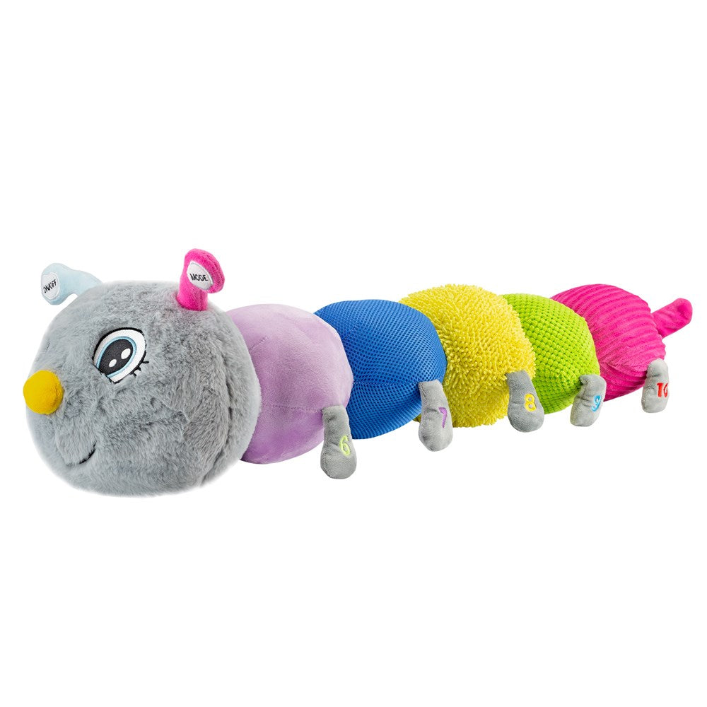 CuddleBug 35-inch vibrating sensory caterpillar with colorful textured plush segments
